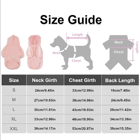New Pink Bone Heartbeat Hooded Sweatshirt Small Dog Cat Pullover Hoodies Pocket - Picture 2 of 10